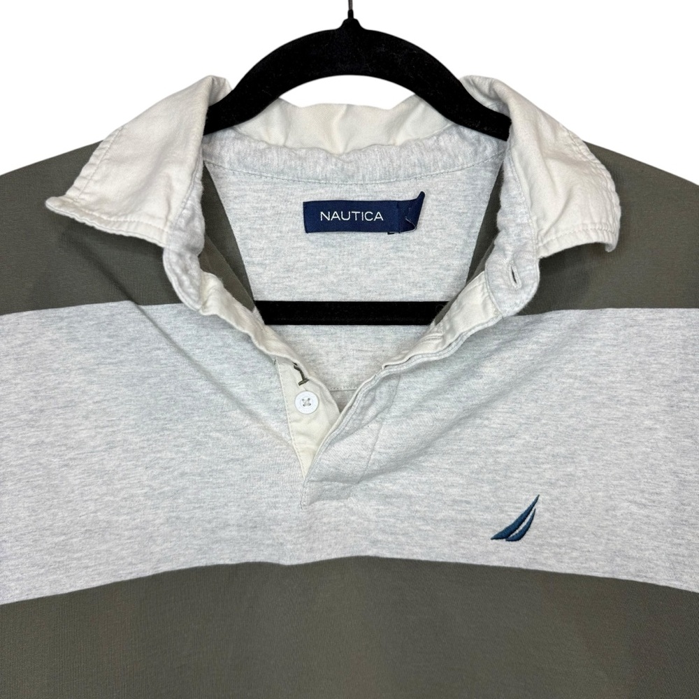 Nautica Men's Striped Polo Shirt - Gray and Green size‎ Large - Picture 5 of 6